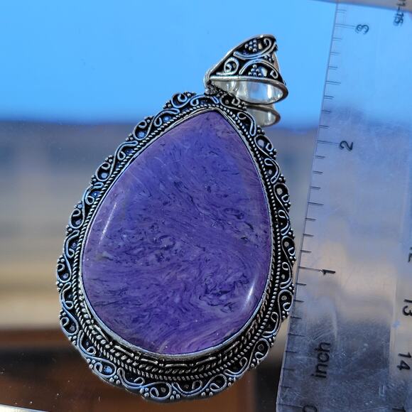 Sterling Silver Purple Stone Pendant with 20-Inch Chain - Picture 6 of 10